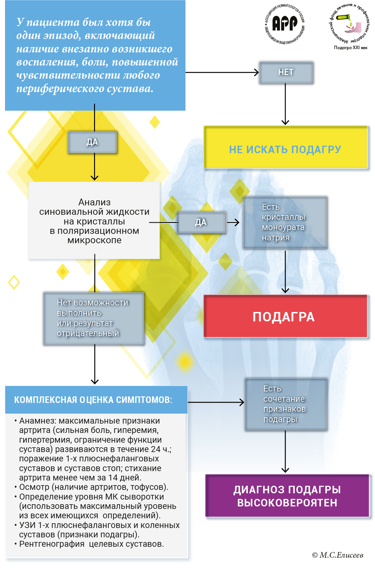 Подагра диагностический алгоритм
